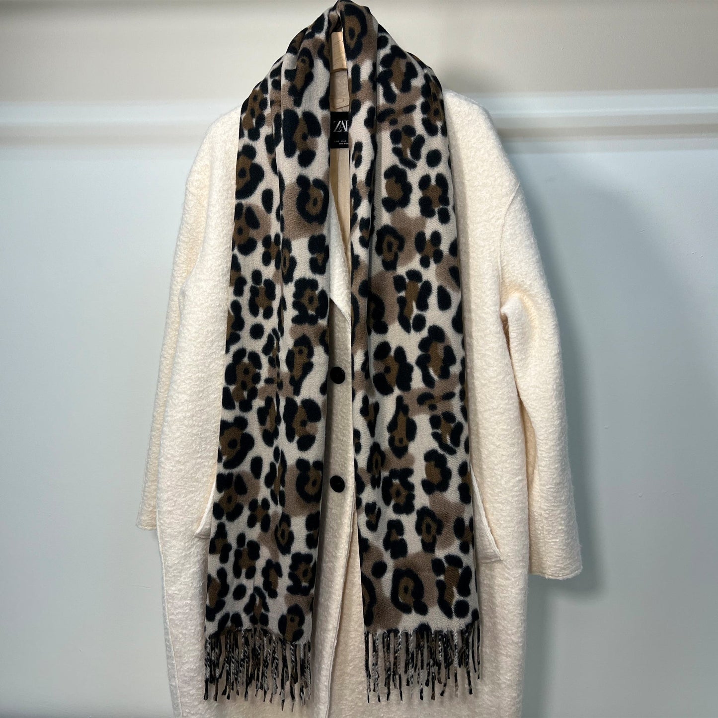 Brown Leopard Print Scarf