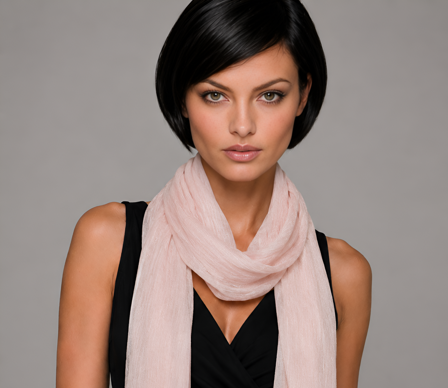 Pastel Pink Linen Two Tone Scarf