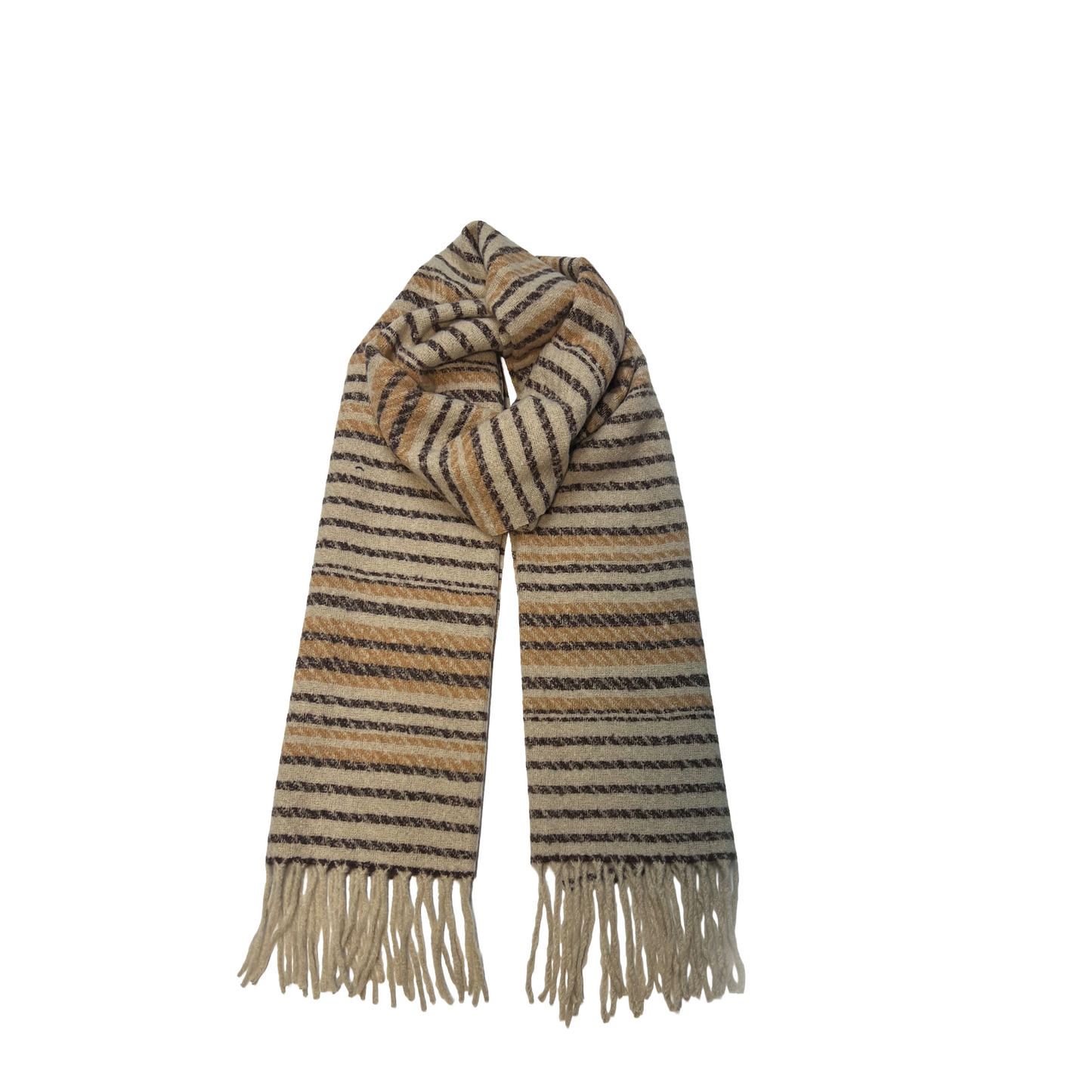 Cappuccino Striped Fringe Scarf - Get the Vibe