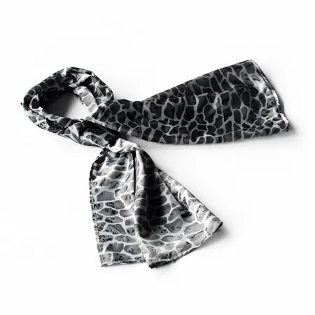 Organic Abstract Print Silver Silk Scarf
