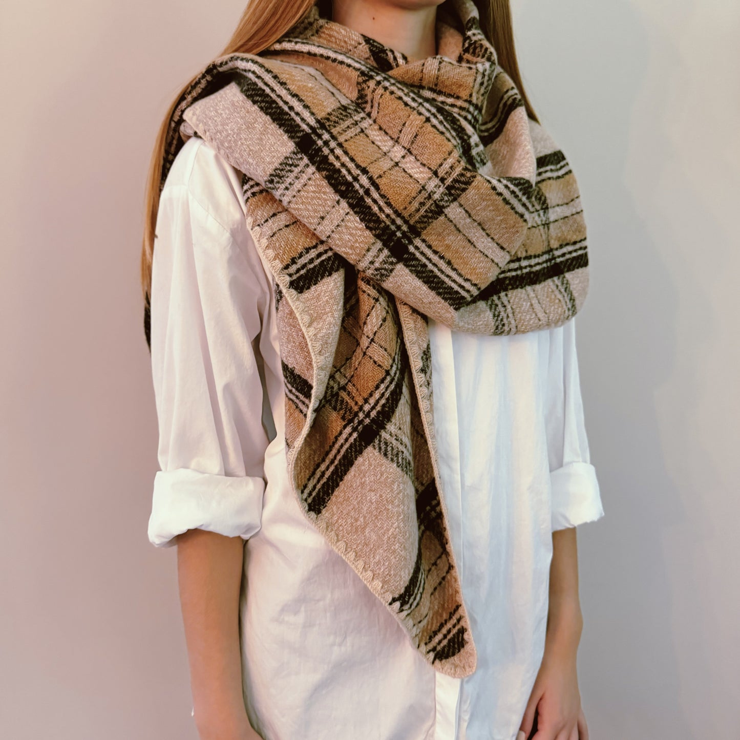 Accent Stitched Triangle Shawl Wrap - Madison Ave.