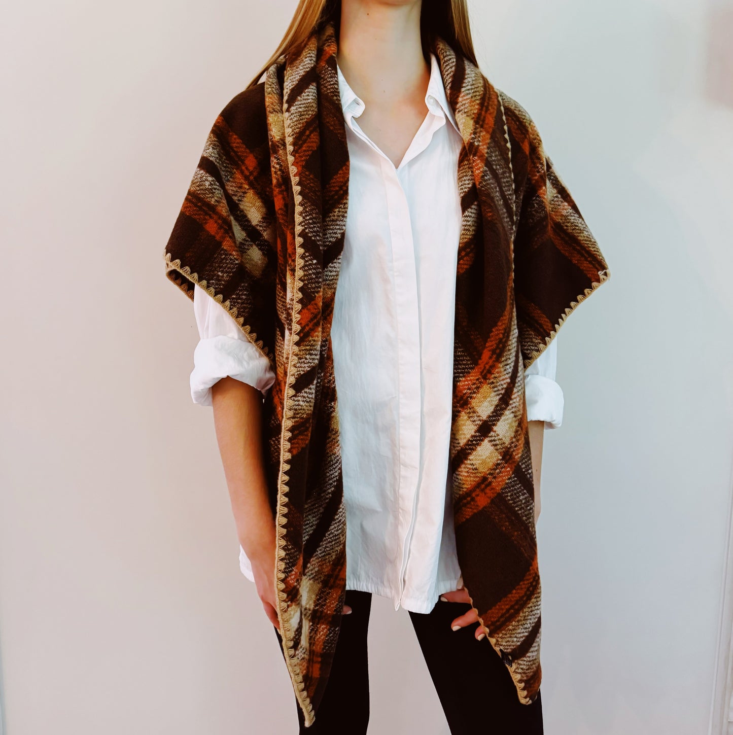 Accent Stitched Triangle Shawl Wrap - Madison Ave.