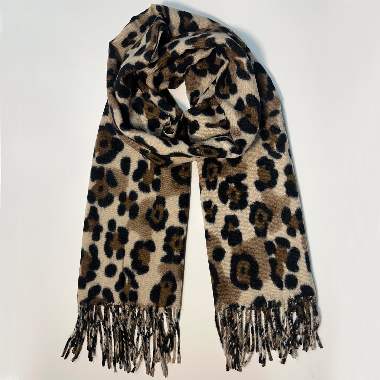 Brown Leopard Print Scarf