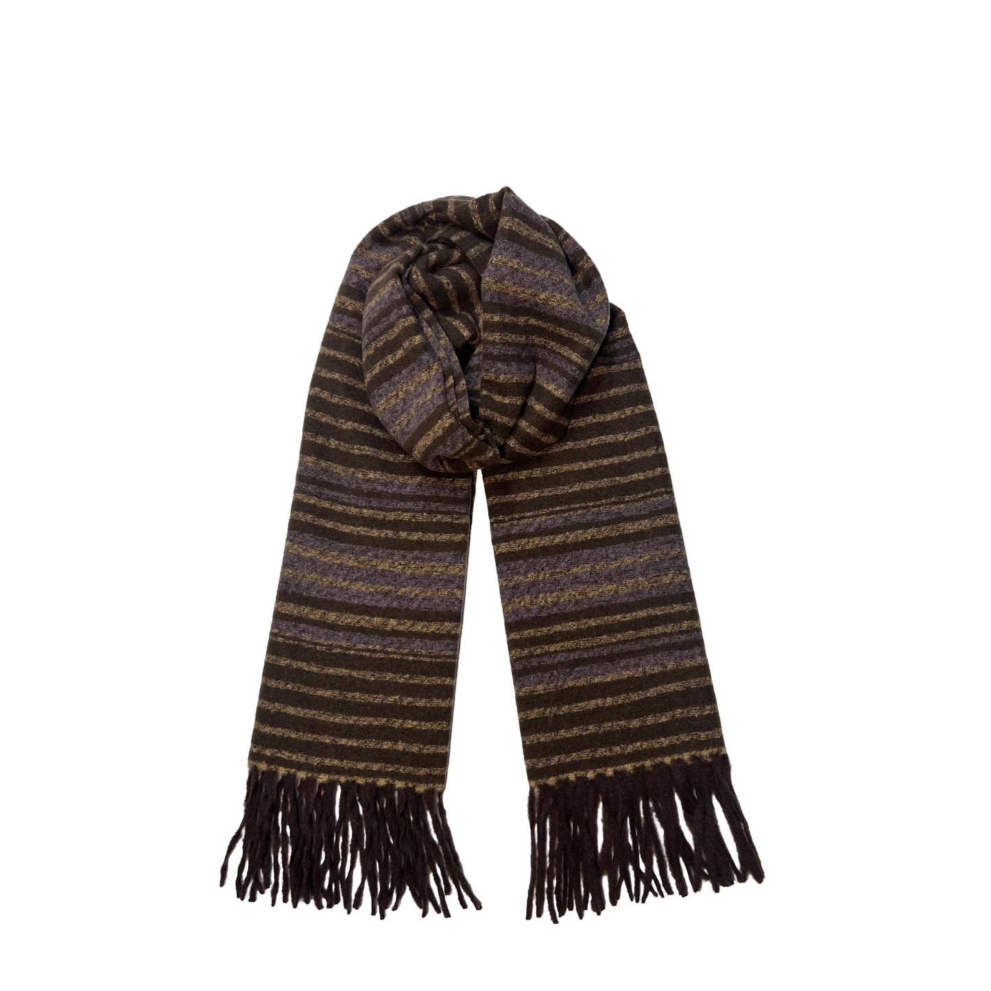 Purple & Brown Striped Fringe Scarf - NYC/Paris