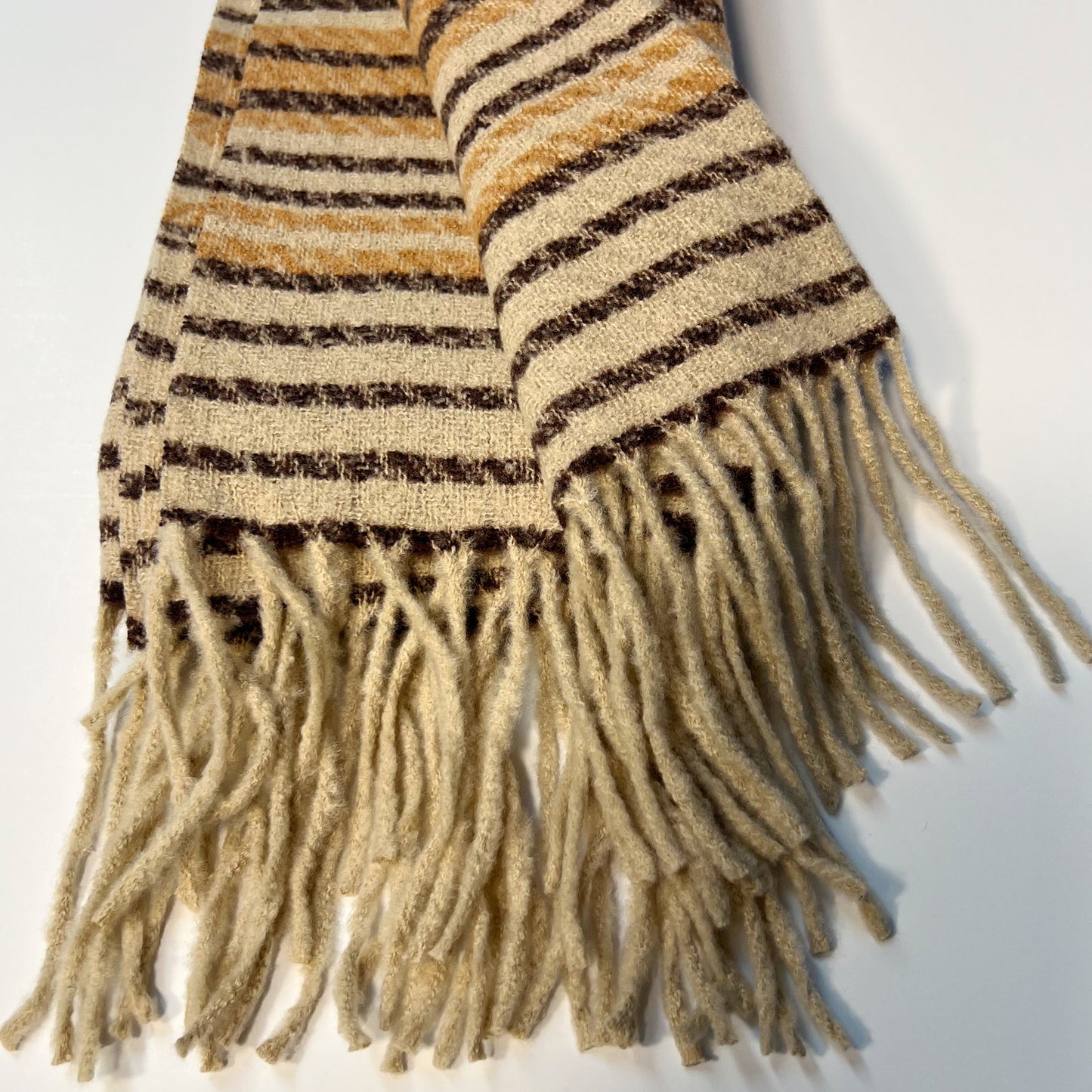 Cappuccino Striped Fringe Scarf - Get the Vibe