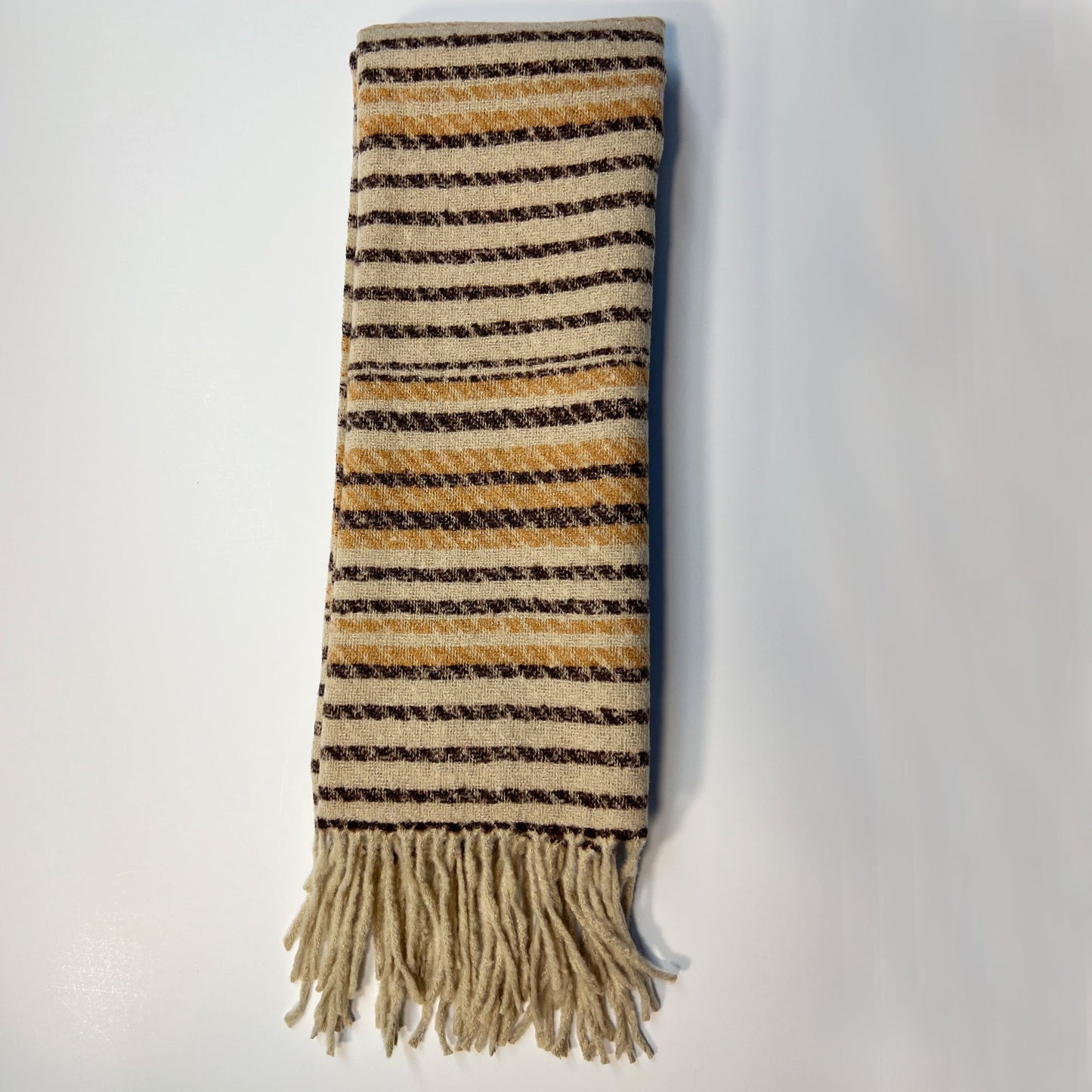 Cappuccino Striped Fringe Scarf - Get the Vibe