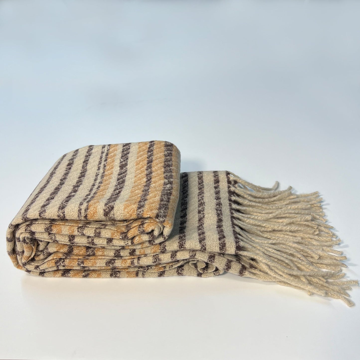 Cappuccino Striped Fringe Scarf - Get the Vibe