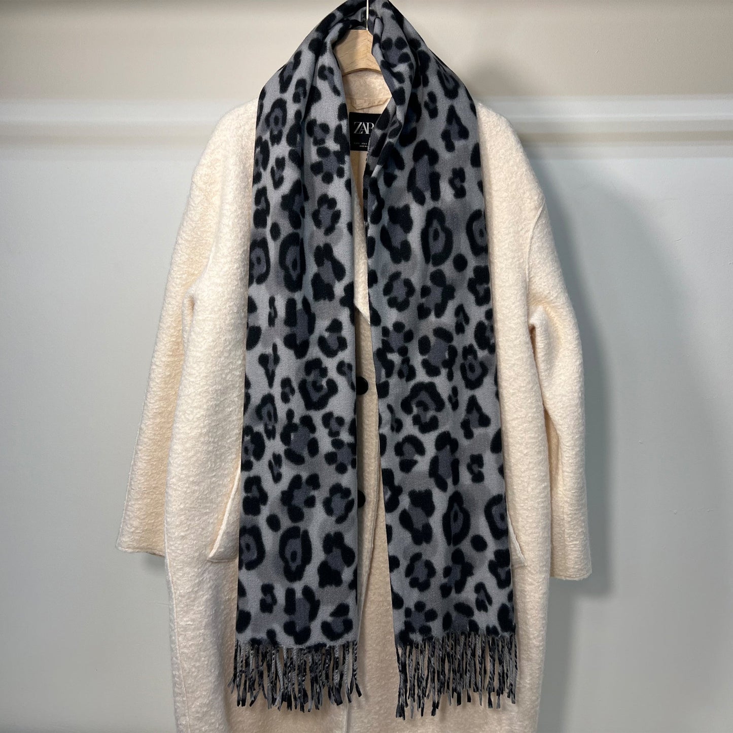 Leopard Print Fringe Scarf - Chiq