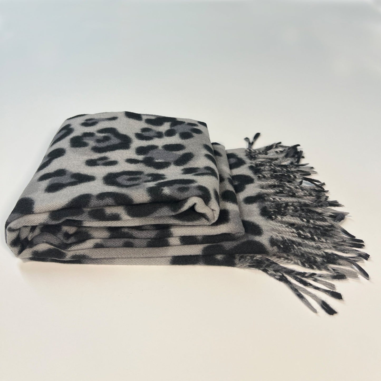Leopard Print Fringe Scarf - Chiq