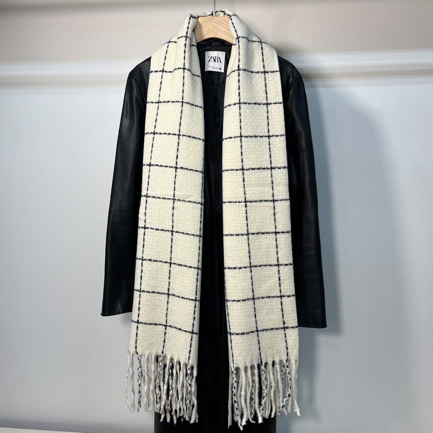 White Plaid Scarf -  Bentley