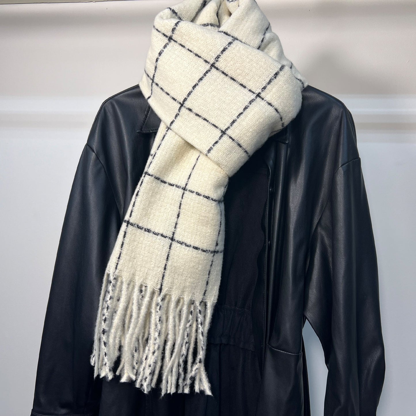 White Plaid Scarf -  Bentley