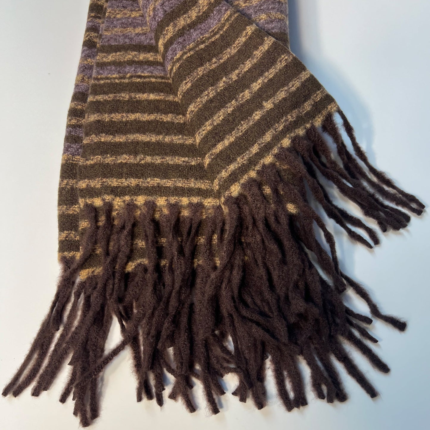 Purple & Brown Striped Fringe Scarf - NYC/Paris