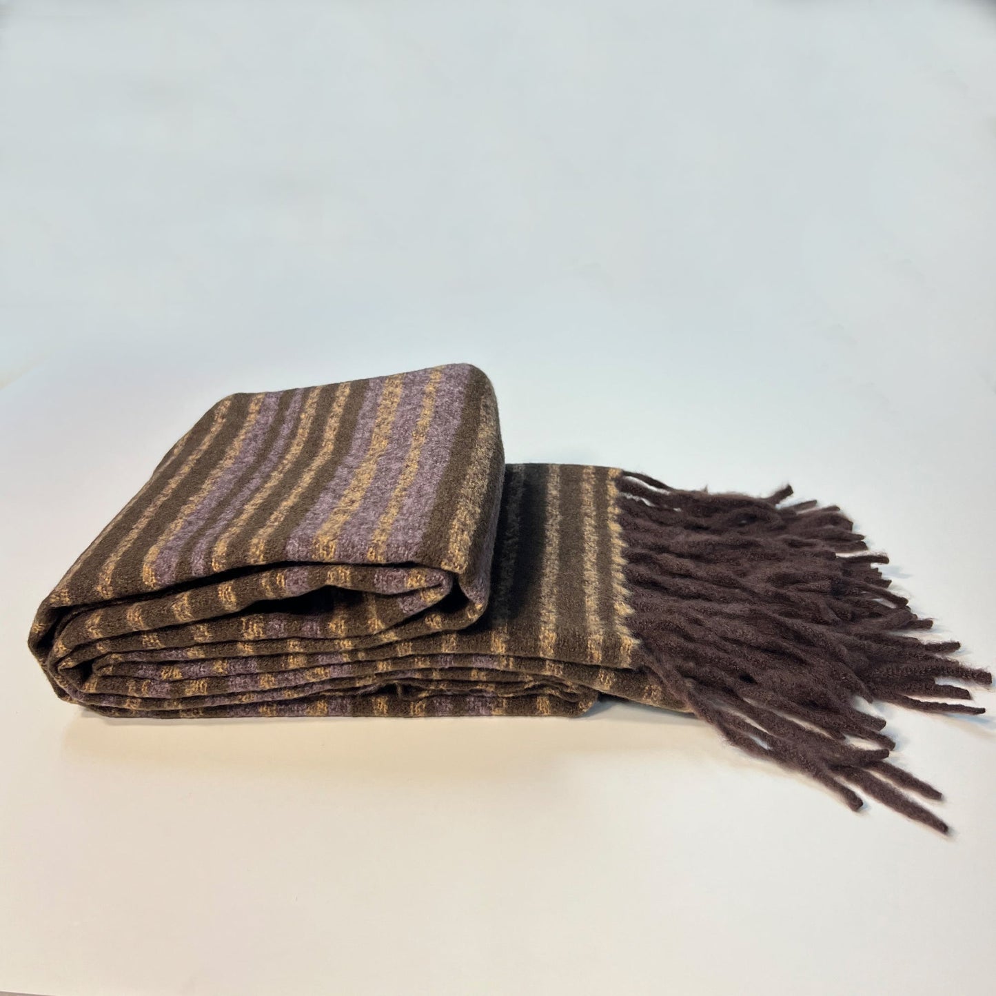 Purple & Brown Striped Fringe Scarf - NYC/Paris